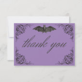 Carte De Remerciements Batte victorienne jusqu'à la mort Mariage noir et (Devant)