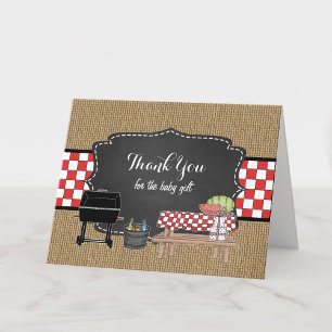 Carte De Remerciements BBQ thank you note, baby q baby shower