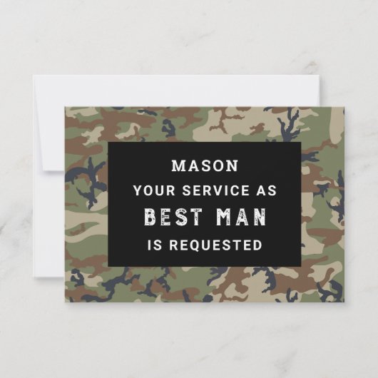 Carte De Remerciements Be My Best Man Card - Camo (Devant)