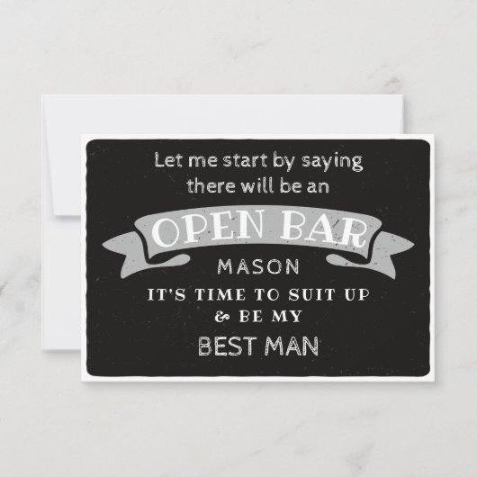 Carte De Remerciements Be My Best Man Card - Drôle Open Bar (Devant)