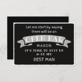 Carte De Remerciements Be My Best Man Card - Drôle Open Bar (Devant / Derrière)