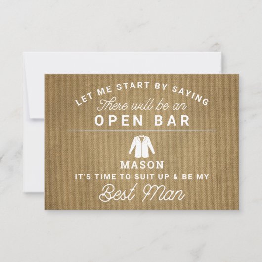 Carte De Remerciements Be My Best Man Card - Rustic Burlap (Devant)