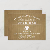 Carte De Remerciements Be My Best Man Card - Rustic Burlap (Devant / Derrière)