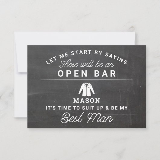 Carte De Remerciements Be My Best Man Card - Rustic Chalkboard (Devant)