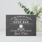 Carte De Remerciements Be My Best Man Card - Rustic Chalkboard (Debout devant)