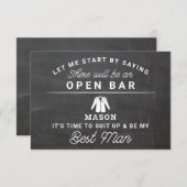 Carte De Remerciements Be My Best Man Card - Rustic Chalkboard (Devant / Derrière)