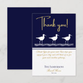 Carte De Remerciements Beach house bleu marine Sandpipers (Devant / Derrière)
