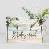 Carte De Remerciements beach palms be my bridesmaid (Debout devant)