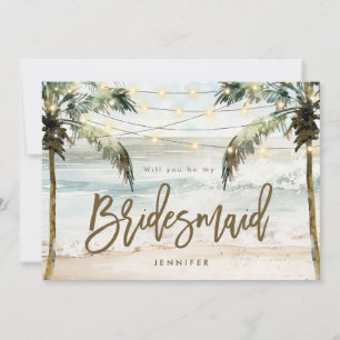 Carte De Remerciements beach palms be my bridesmaid