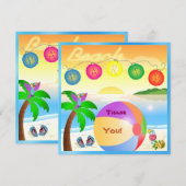 Carte De Remerciements beach party (Devant / Derrière)