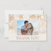 Carte De Remerciements Beach Seashells Sand Seaside Mariage Photo (Devant)