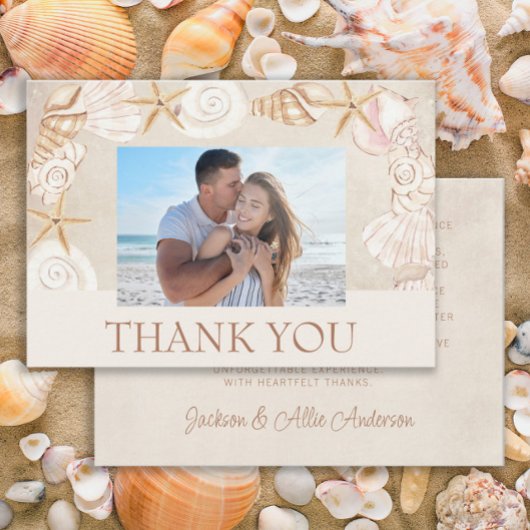 Carte De Remerciements Beach Seashells Sand Seaside Mariage Photo