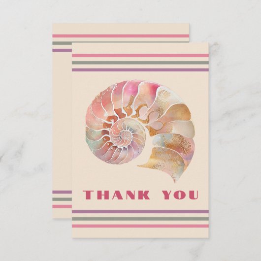 Carte De Remerciements Beachy Monogram Nautilus Tote with Stylish Stripes (Devant / Derrière)