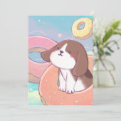 Carte De Remerciements Beagle et beignets (Debout devant)