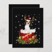 Carte De Remerciements Beagle Reindeer présent cadeau de Noël (Devant / Derrière)