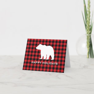 Carte De Remerciements Bear Buffalo Check Mountain Joyeuses vacances
