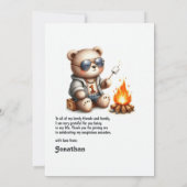 Carte De Remerciements Bear Camping garçon "One Happy Camper" 1er anniver (Dos)