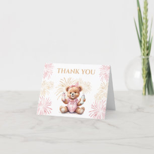 Carte De Remerciements Bear mignonne rose Nouvel An Baby shower fille