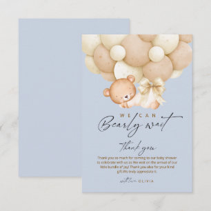 Carte De Remerciements Bearly Wait Blue Boy Baby Shower