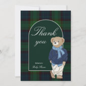 Carte De Remerciements Bearly wait classique plaid baby shower (Devant)