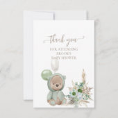 Carte De Remerciements Bearly Wait Green Boho Bear Baby shower (Dos)