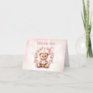 Carte De Remerciements Beary 1er anniversaire Roses roses roses Teddy Bea