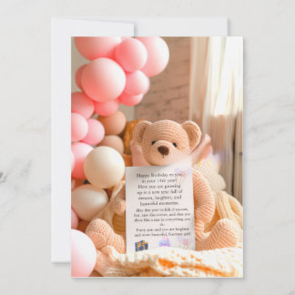 Carte De Remerciements Beary First Birthday Fall Bear Girl 1st Birthday W