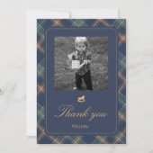 Carte De Remerciements Beary First Navy Plaid Teddy Bear Birthday (Devant)