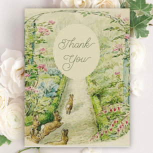Carte De Remerciements Beatrix Potter Romantique Jardin Bunny Baby shower
