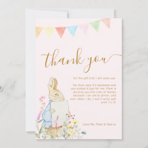Carte De Remerciements Beatrix rose Potter Pierre le Baby shower lapin