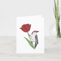 Beau art blanc d'oiseau et de tulipe