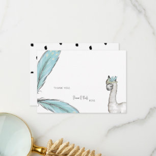 Carte De Remerciements Beau Baby shower Boho Llama Blanc