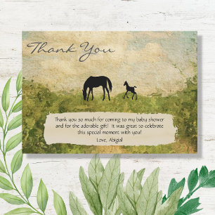 Carte De Remerciements Beau Baby shower de Mare et Foal Horse