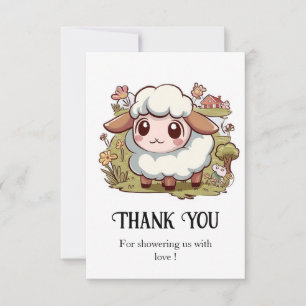 Carte De Remerciements Beau Baby shower de moutons de la ferme