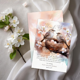 Carte De Remerciements Beau Baby shower Jumeaux de la fête de nidificatio