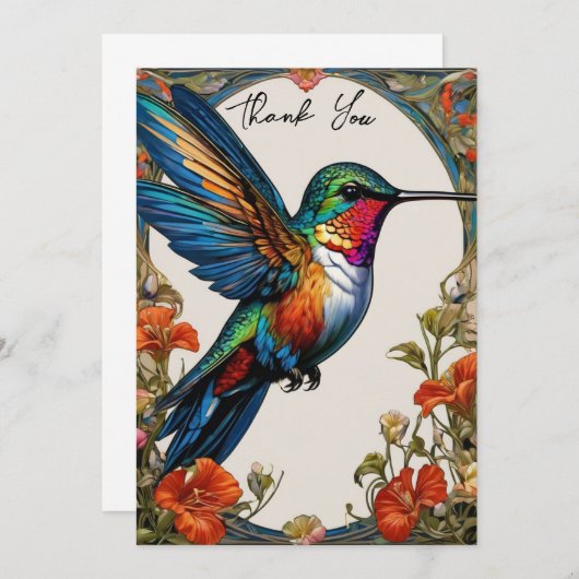 Carte De Remerciements Beau colibri (Devant / Derrière)