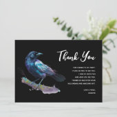 Carte De Remerciements Beau Corbeau sur une branche d'arbre (Debout devant)