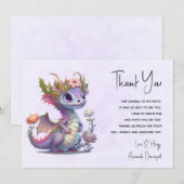 Carte De Remerciements Beau Dragon avec Couronne élégante (Devant / Derrière)