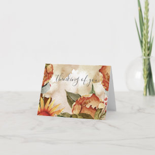 Carte De Remerciements Beau feuillage d'automne & Fleurs,