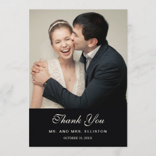 Carte De Remerciements Beau floral noir - mariage