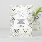 Carte De Remerciements Beau hiver Animaux arctiques Verdure Anniversaire (Debout devant)