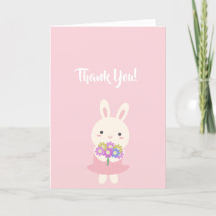 Carte De Remerciements Beau Pastel Rose Cute Kawaii Lapin Bunny Rabbit