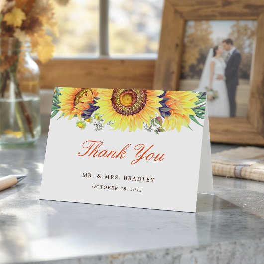 Carte De Remerciements Beau Tournesol Élégant Remerciement Saisonnière