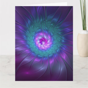 Carte De Remerciements Beauté florale abstraite, art fractal coloré de fl