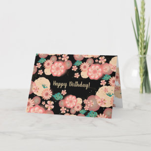 Carte De Remerciements Beautiful Floral Ornaments Pink Garden Flowers