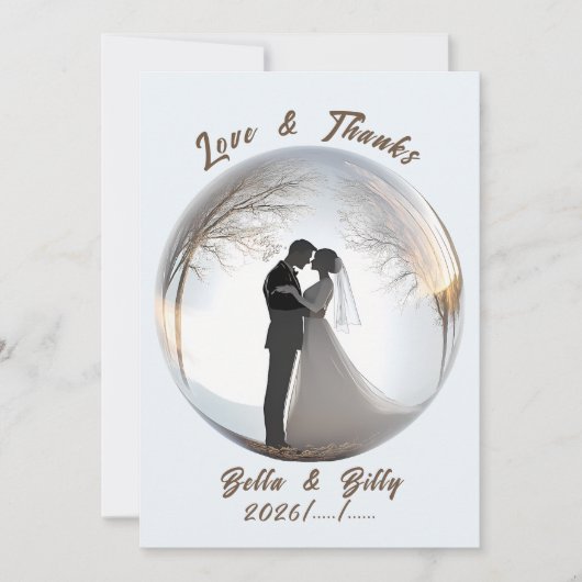 Carte De Remerciements Beautiful Glass Globe Wedding (Devant)