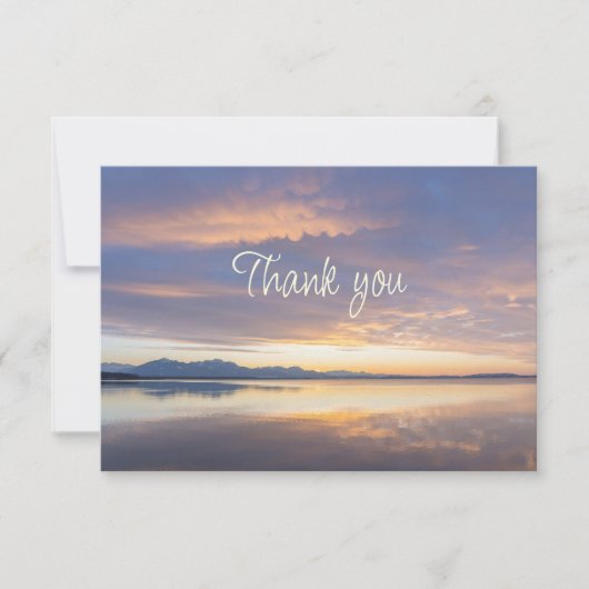 Carte De Remerciements Beautiful Sunset Over Lake Scenery Thank You (Devant)