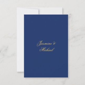 Carte De Remerciements Beaux Noms De Couple Calligraphie Chic Bleu & Or