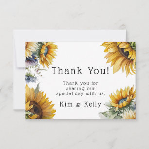 Carte De Remerciements Beaux Tournesols d'automne Mariage aérien
