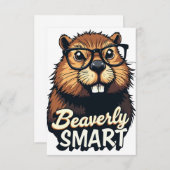 Carte De Remerciements Beaverly Smart - Drôle Castor avec lunettes Graphi (Devant / Derrière)